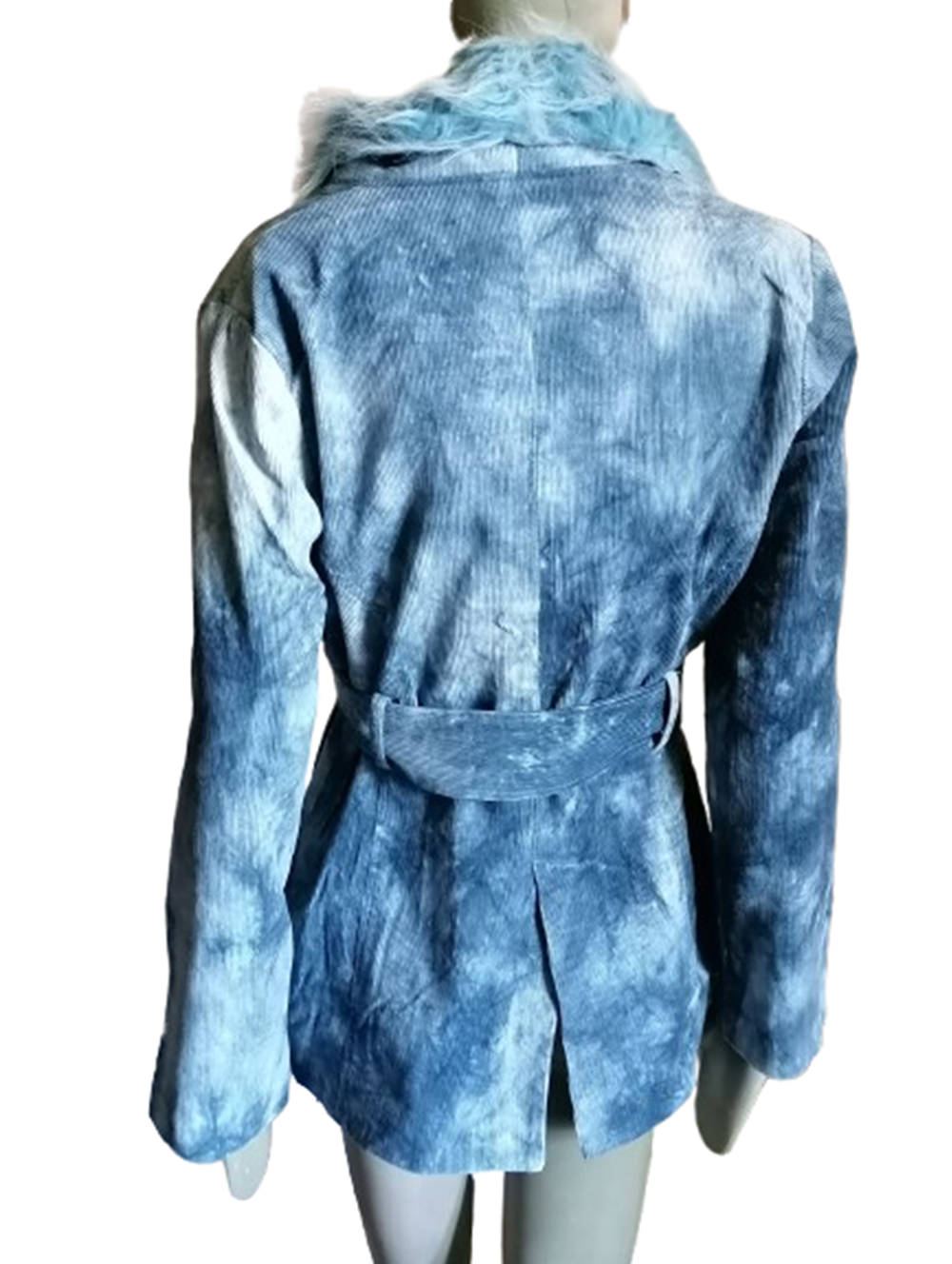 Veste vintage Preference bleu glacé Y2K col fausse fourrure