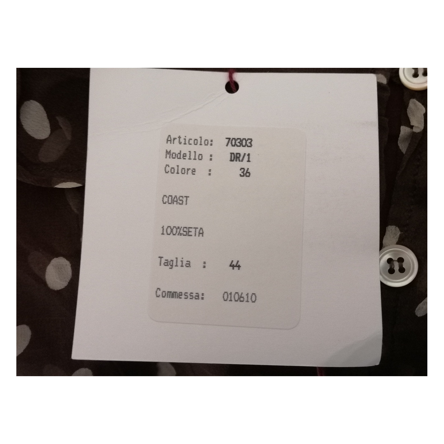 Haut Coast Archive 100 % Soie – Made in Italy – Deadstock