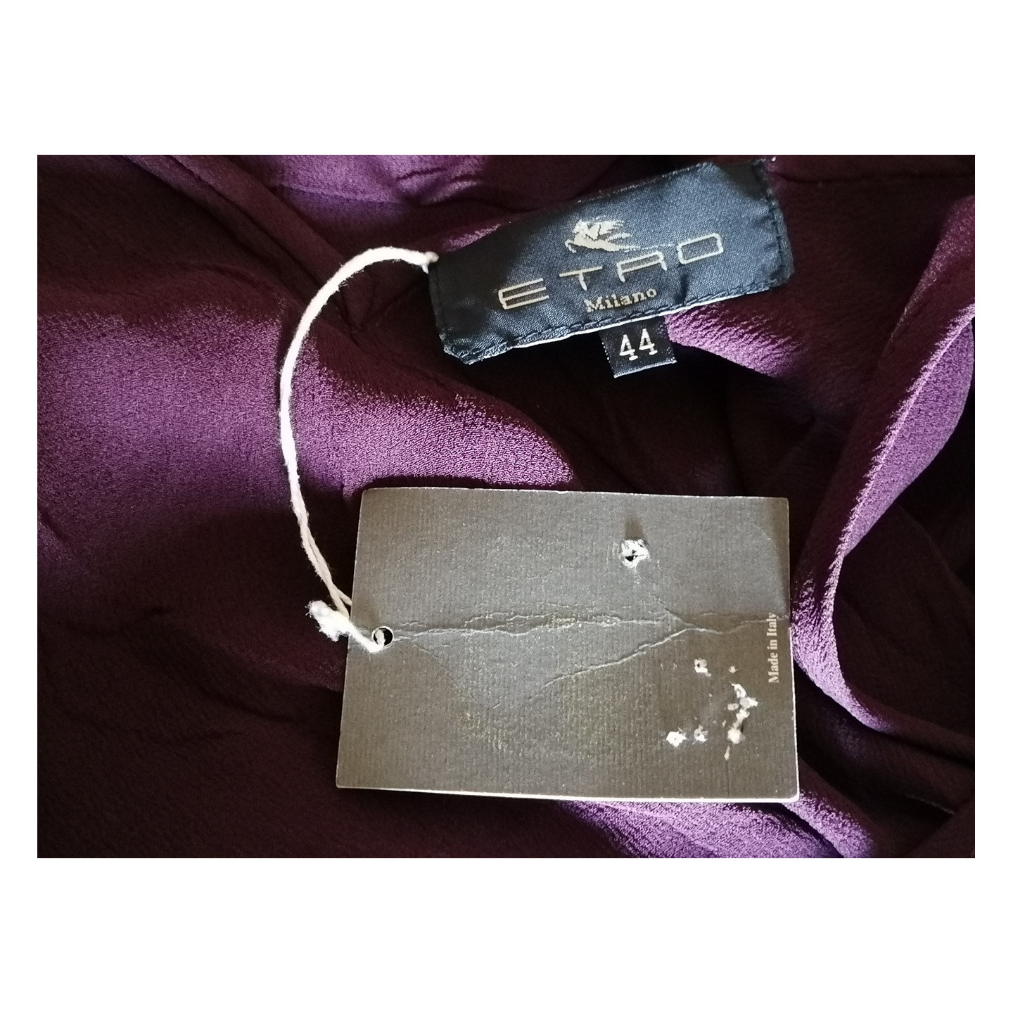 ETRO Milano – Robe longue en soie prune Made in Italy