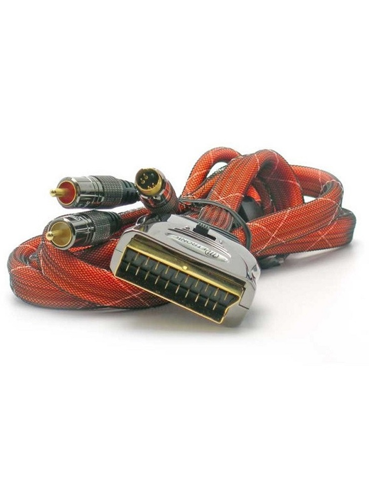 Câble Péritel SCART mâle vers 2 RCA + S-Vidéo mâle 1,5 m METRONIC – IN/OUT