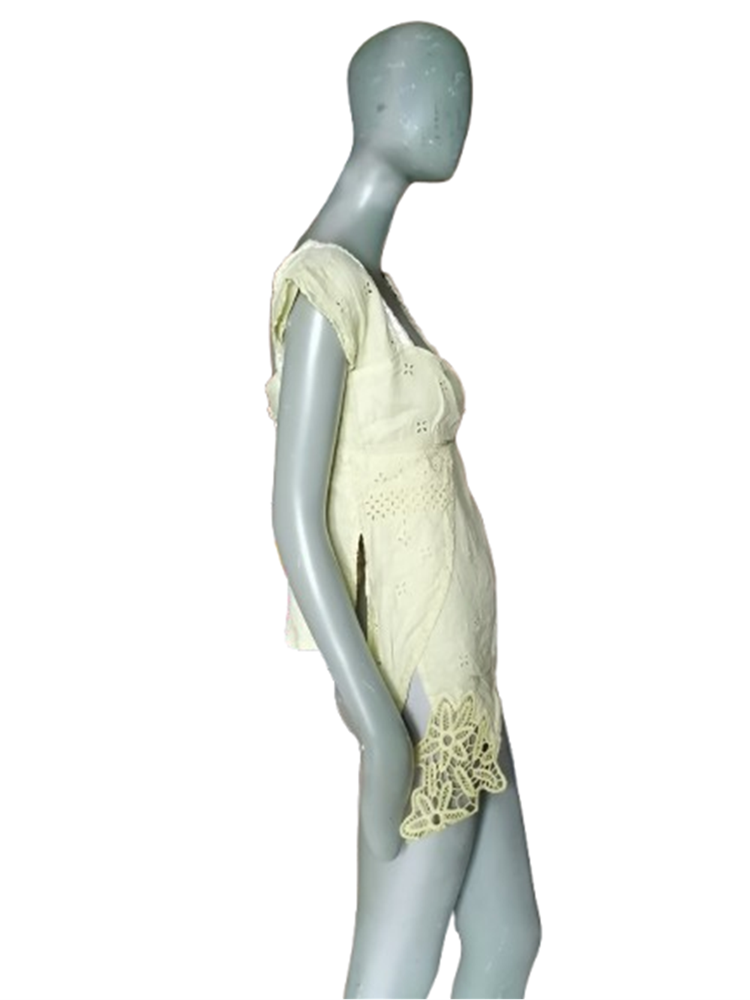 Gaetano Navarra Deadstock – Top asymétrique 100 % Lin Brodé