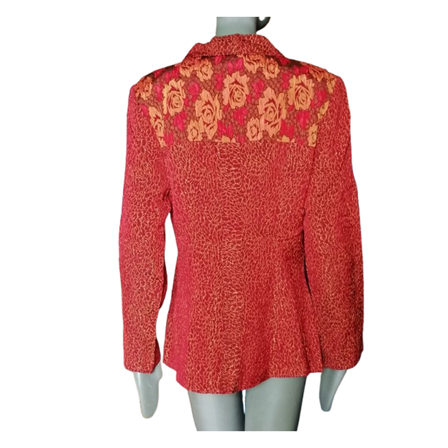 Veste vintage Anna Kaszer Paris rouge à empiècement floral