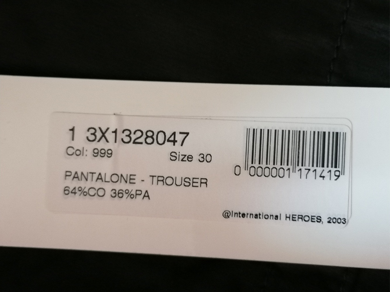 Bikkembergs Pantalon Archive 2003 Zip Latéral Noir