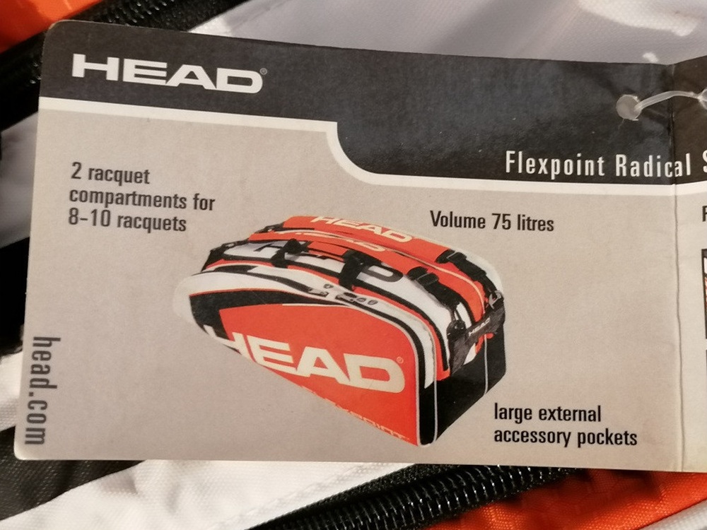 Sac de tennis HEAD Flexpoint Radical Supercombi 8/10 raquettes 75L – Deadstock années 2000