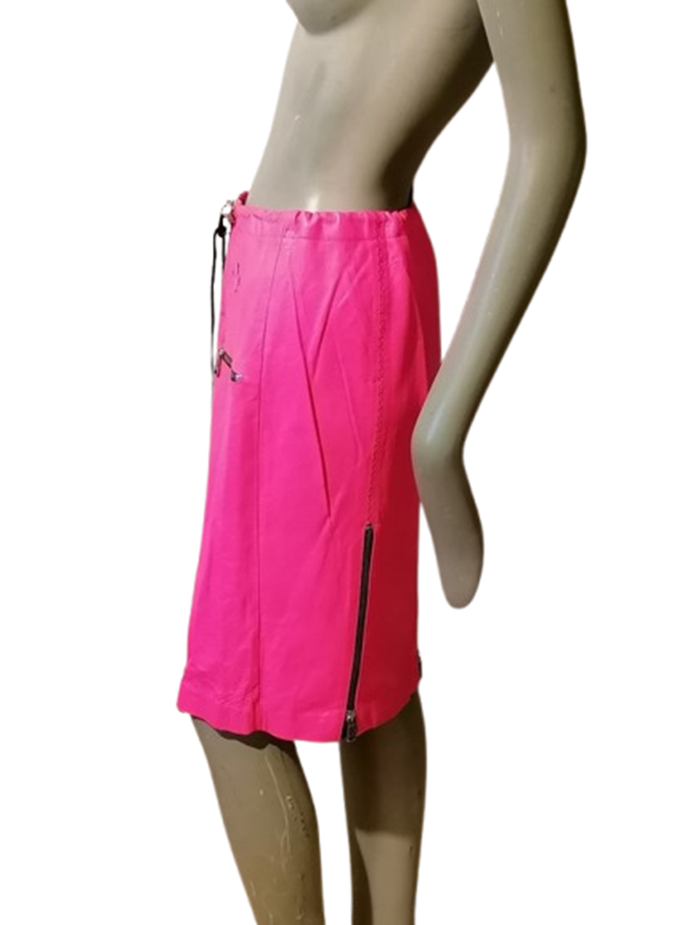 Jupe JC de Castelbajac Vintage en Cuir Rose Fuchsia – Collector