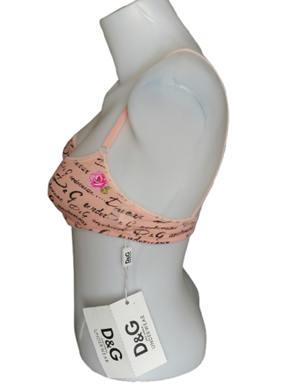 D&G Underwear Archive Y2K – Soutien-gorge Deadstock Rose Logo All Over
