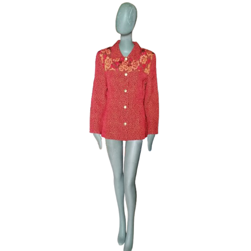 Veste vintage Anna Kaszer Paris rouge à empiècement floral