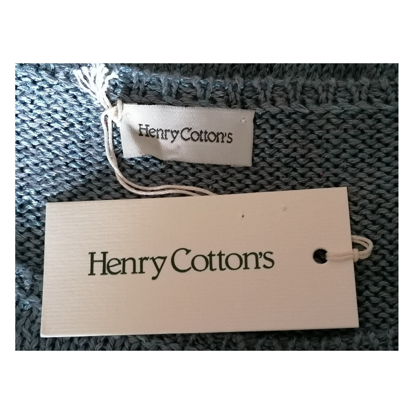 Henry Cotton's – Pull vintage en maille bleu ciel – Neuf avec étiquette