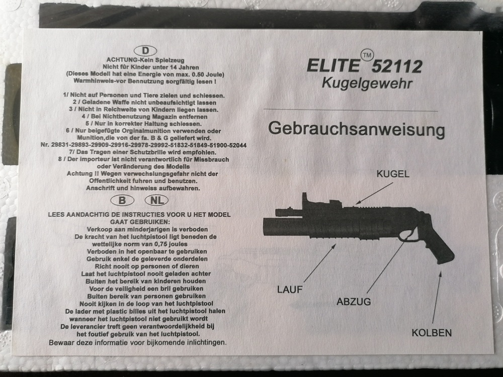 Fusil à pompe ELITE 52112 vintage 47 cm avec boîte et notice