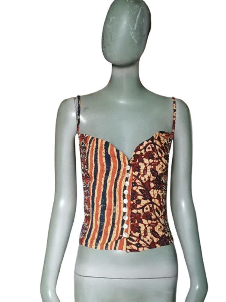 Rare top corset patchwork M.P. by Annalisa Paresi en 100 % rayon