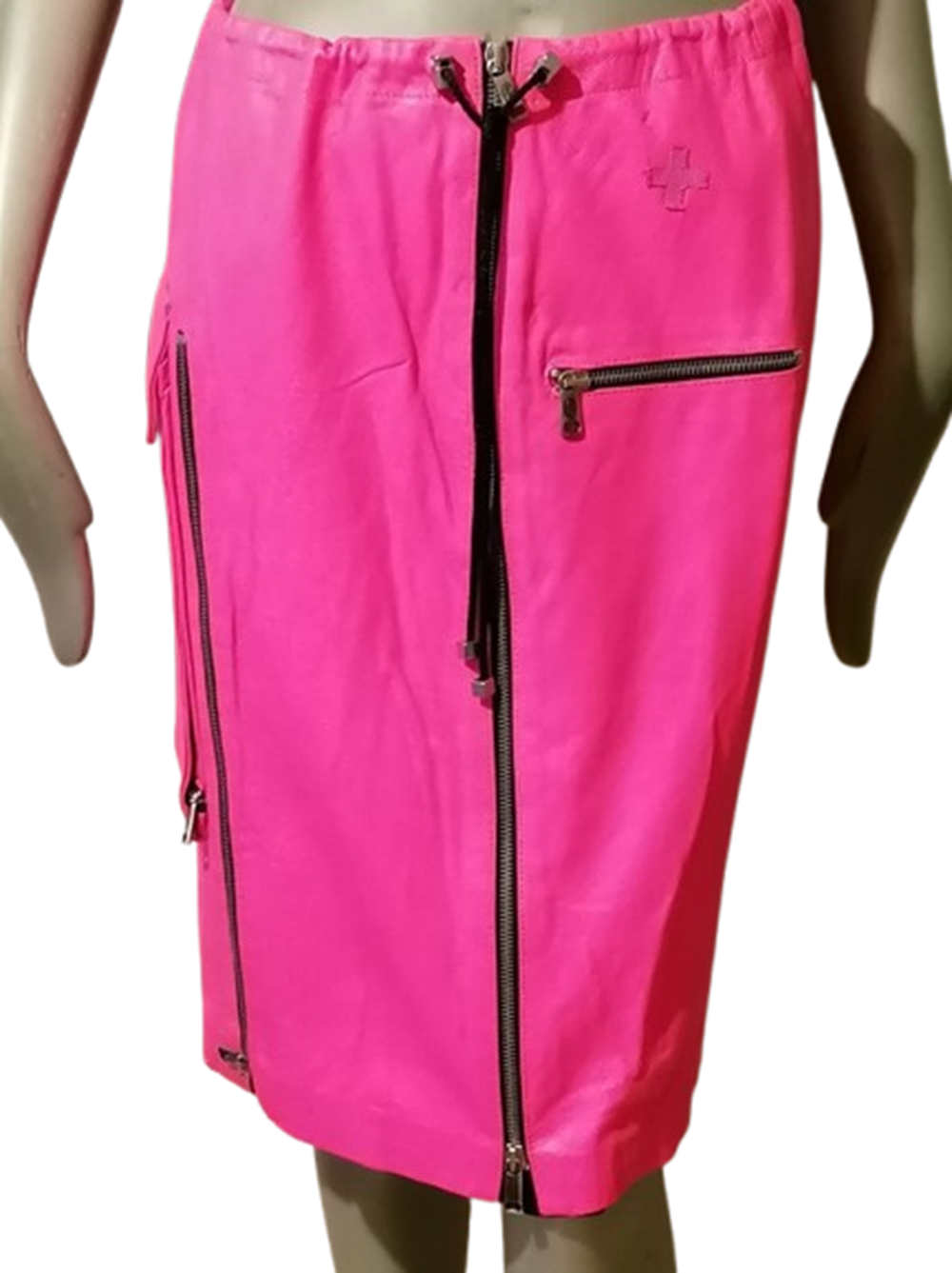 Jupe JC de Castelbajac Vintage en Cuir Rose Fuchsia – Collector