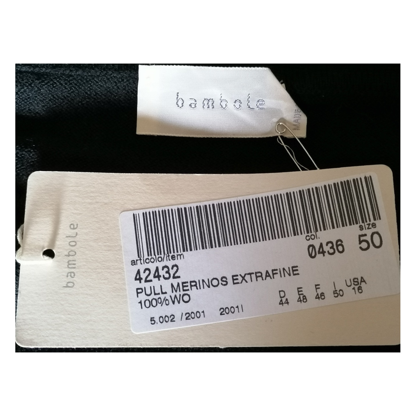 Bambole – Pull vintage 100 % mérinos extrafine Made in Italy