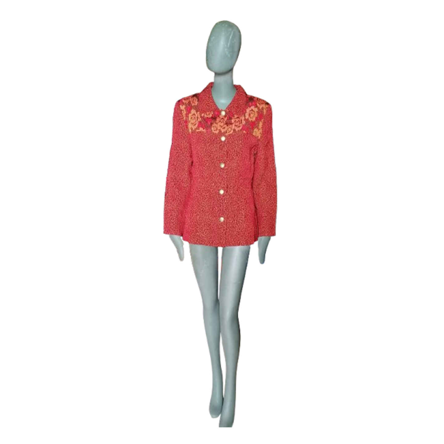 Veste vintage Anna Kaszer Paris rouge à empiècement floral