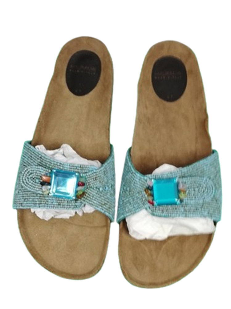 Malìparmi – Sandales vintage en cuir et ornements turquoise | Made in Italy – T.41