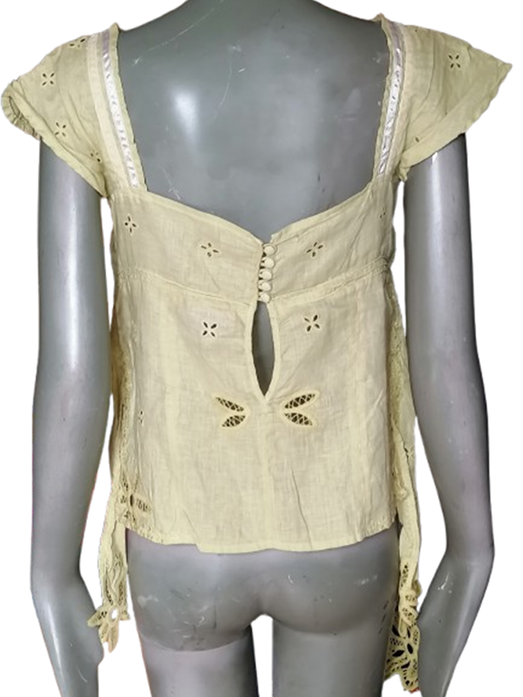Gaetano Navarra Deadstock – Top asymétrique 100 % Lin Brodé