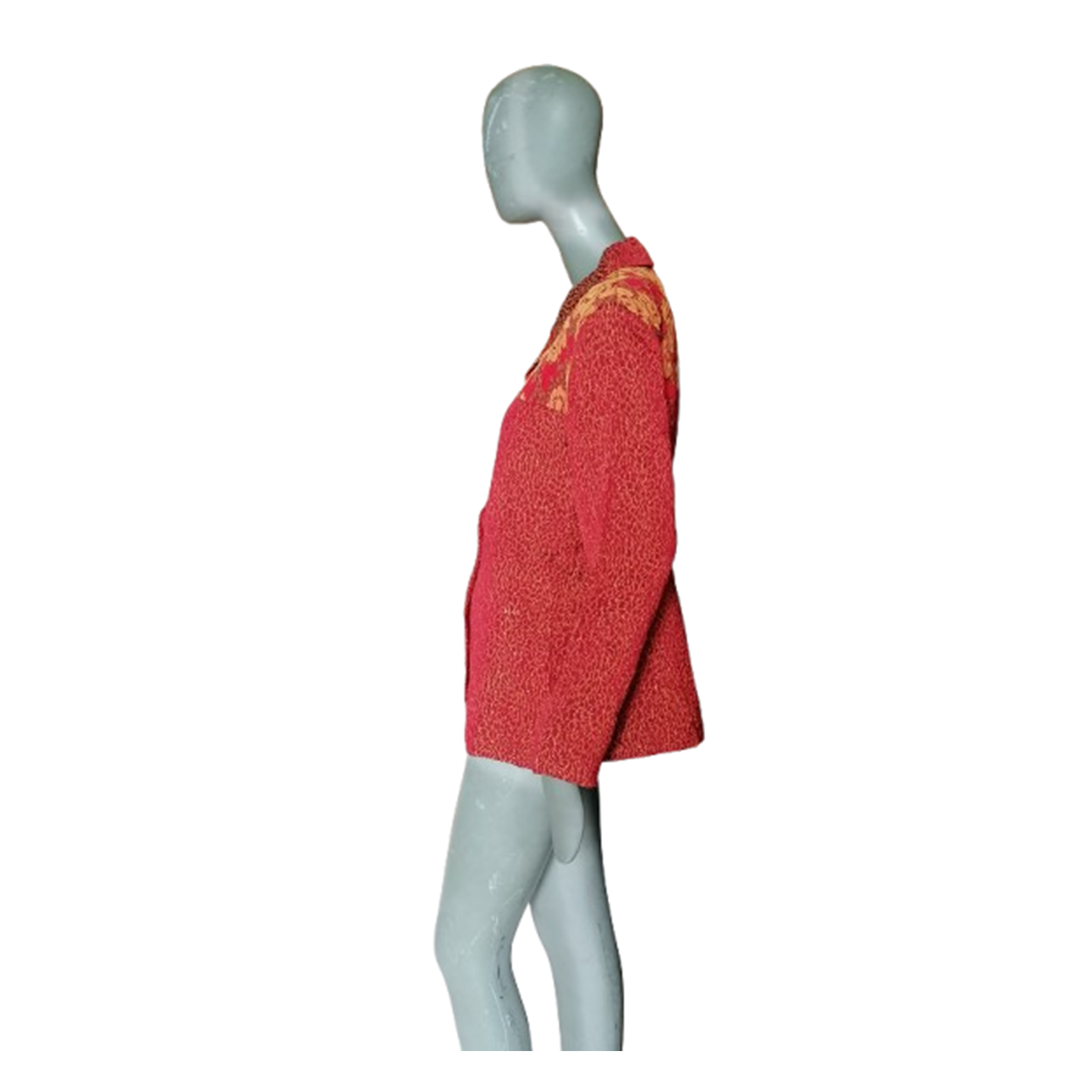 Veste vintage Anna Kaszer Paris rouge à empiècement floral