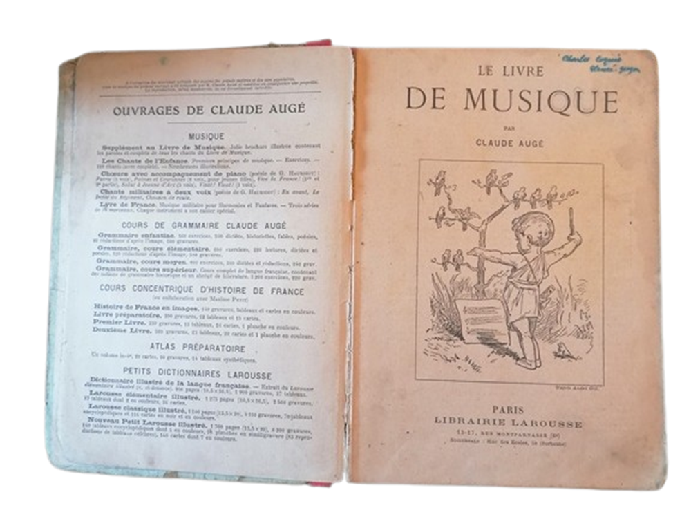 Livre de Musique de Claude Augé – Édition scolaire Larousse 1910–1920