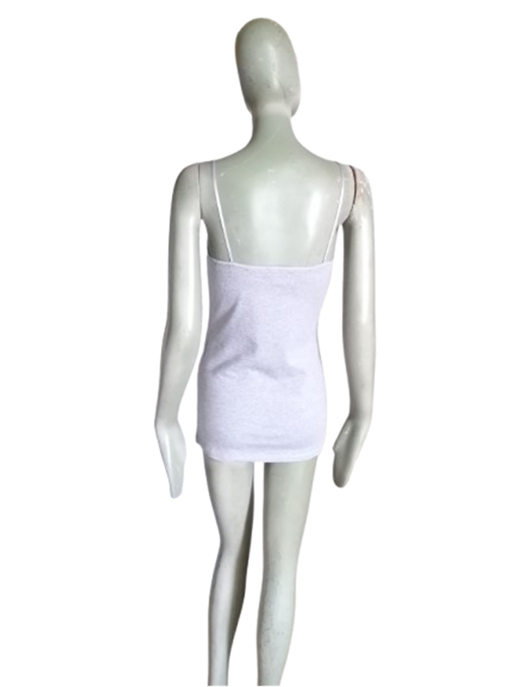 Débardeur Zenana Outfitters gris à fines bretelles brodées
