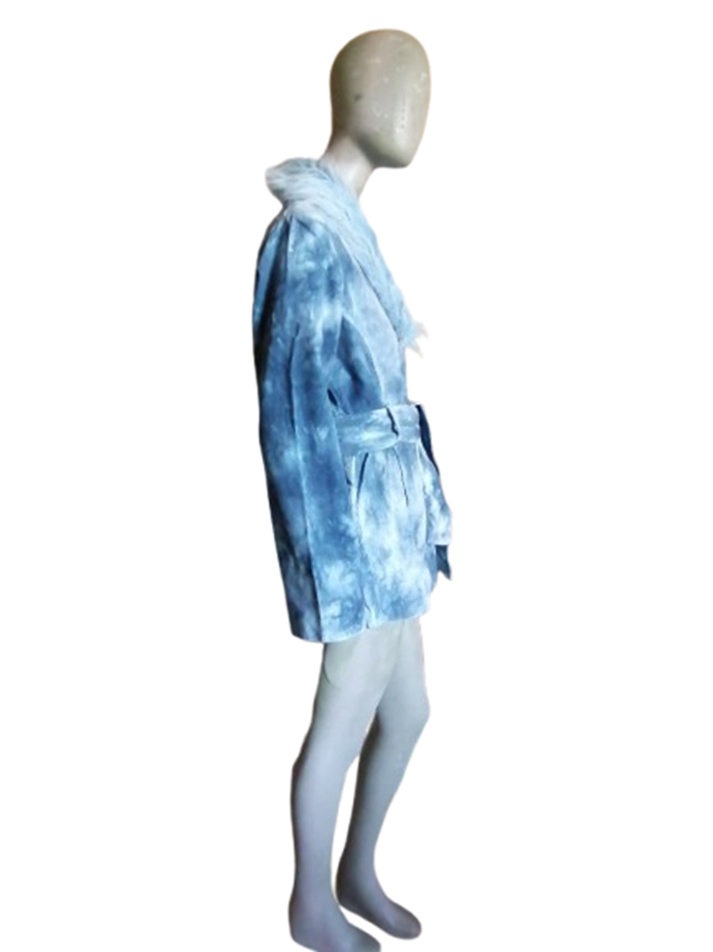 Veste vintage Preference bleu glacé Y2K col fausse fourrure