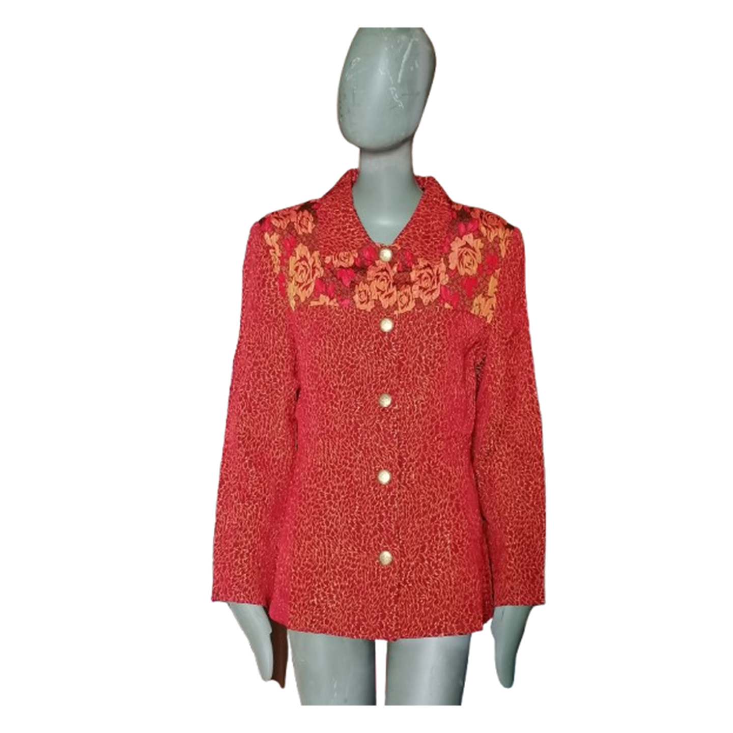 Veste vintage Anna Kaszer Paris rouge à empiècement floral